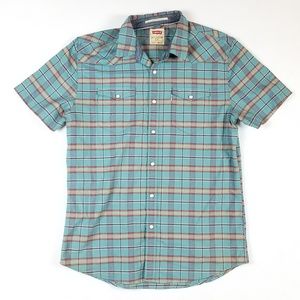 Levi's Men's Plaid Short Sleeve Button Shirt Xl